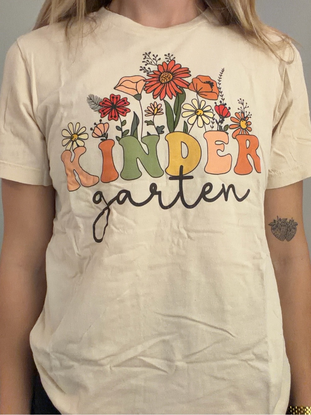 Bella Canvas Cream 'Kinder Garten' Floral Graphic Tee
